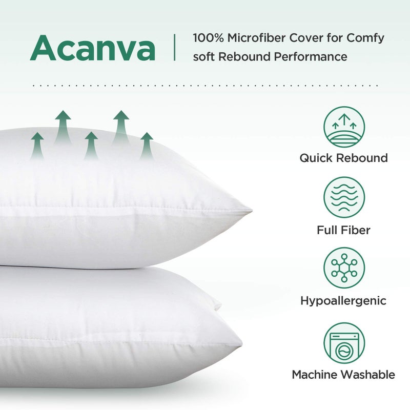 Acanva Decorative Square Throw Pillow Inserts for Sofa Bed Couch & Chairs, 24x24(4 Count), White - Image 3